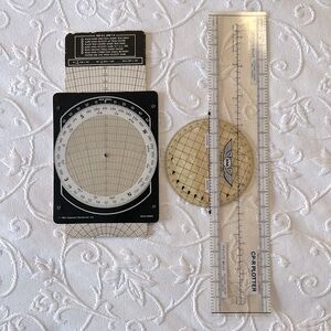 Vintage 1980s Jeppesen‎ Sanderson Flight Computer and CP-R Plotter.